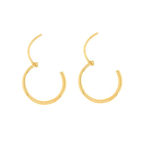 Sparkling 24K Yellow Gold Plated Simple Hoop Studs - Picture 2 of 4
